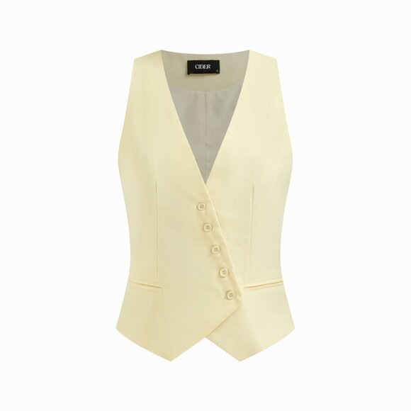 NWT Button Up Vest Soft Yello - Picture 2 of 5